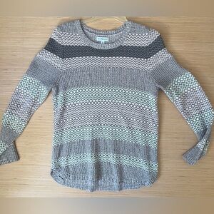 Kim Rogers Gray and Cream Patterned Sweater